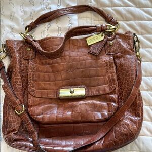 Coach Brown Shoulder Bag with Croc Embossing